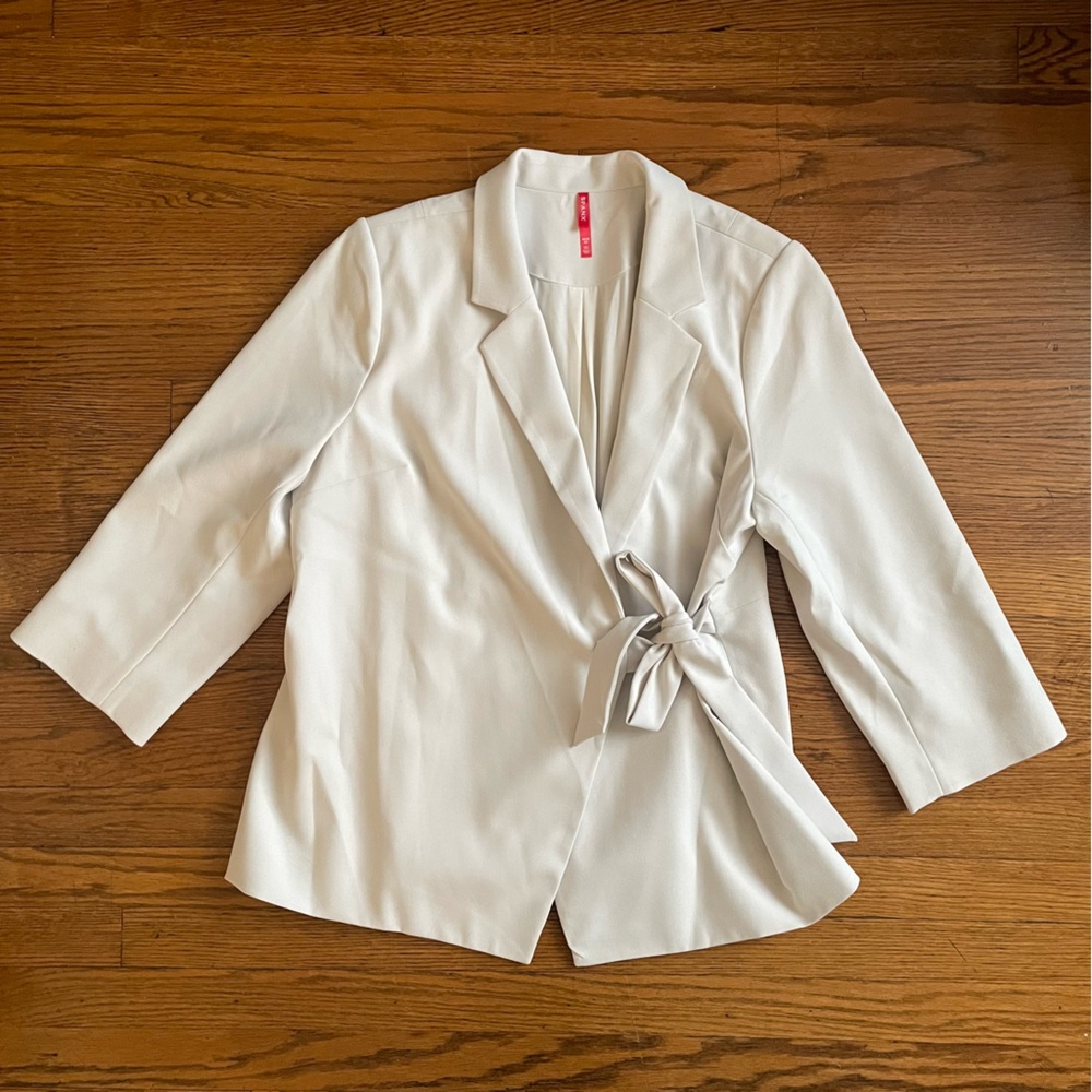 SPANX Off White Wrap Blazer with Tie-Front